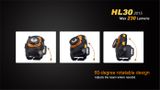 LED Čelovka Fenix HL30 XP-G2 2015 Čierno oranžová