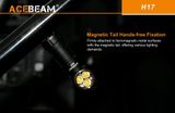 LED Čelovka Acebeam H17 +1x Li-ion aku. Acebeam IMR18350 1100mAh 10A 3,7V, Micro-USB nabíjateľný