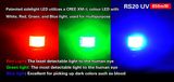LED Baterka KLARUS RS20 UV 365nm + WRGB (biela, červená, zelená, modrá LED), s rozptylovým svetlom