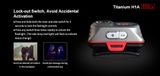 Čelovka Klarus TITANIUM H1A Červená + Klarus micro USB 14500 nabíjateľný akumulátor, Praktik Set