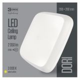 LED svietidlo štvorcové prisadené DORI, biely rámik, 24W 2050lm, Teplá biela