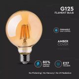 LED žiarovka E27 stmievateľná 8W 700lm G125 Amber cover