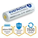 Nabíjateľný akumulátor Micro USB everActive 18650 3200mAh 7A chránený