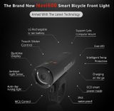 Nabíjateľné LED bicyklové svietidlo Enfitnix Navi600, dotykový pad, displej
