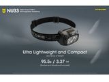 LED Čelovka Nitecore NU33, vstavaný Li-ion 2000mAh, USB-C nabíjateľná - Čierna