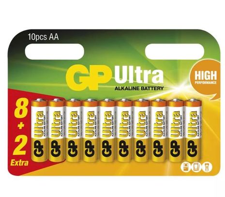Batéria GP Ultra alkalická AA (LR6), 8+2ks Extra/ Blister