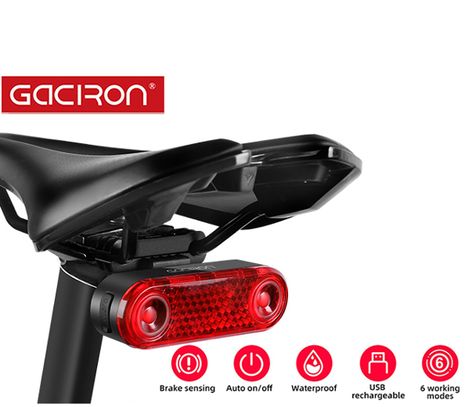 Bicyklové svetlo Gaciron W12BR zadné, Micro-USB nabíjateľné
