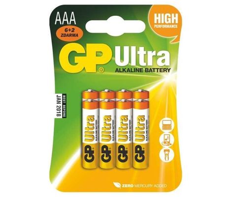 GP Ultra Alkaline baterie LR03 (AAA, mikrotužka) 1,5V 8ks (6+2 zdarma)