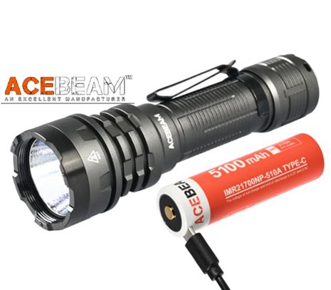 LED Baterka Acebeam Defender P17 + 1x IMR 21700 5100mAh 3,6V USB-C nabíjateľný