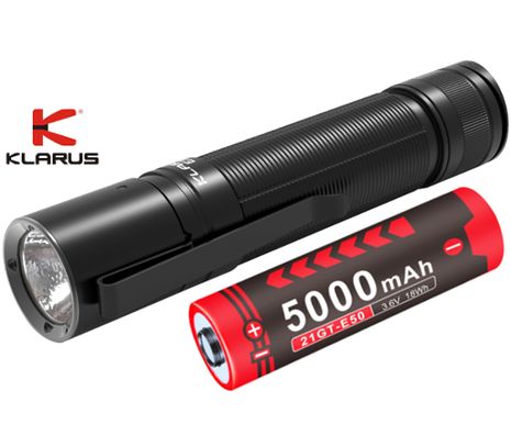 LED Baterka Klarus E3 + špeciálny Li-ion 21700 5000mah 3,6V, USB-C nabijateľné