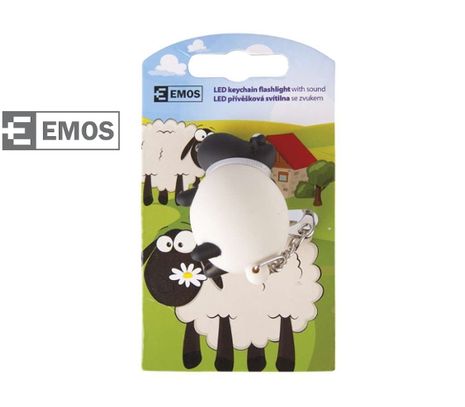 LED kľúčenka EMOS plastová, prívesok zvieratko so zvukom farma,1ks - Ovečka