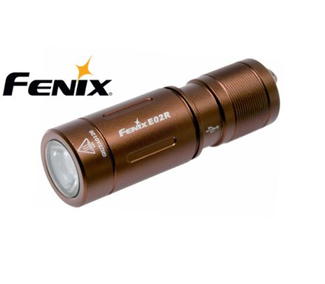 LED kľúčenka Fenix E02R, Micro-USB nabíjateľná - Hnedá