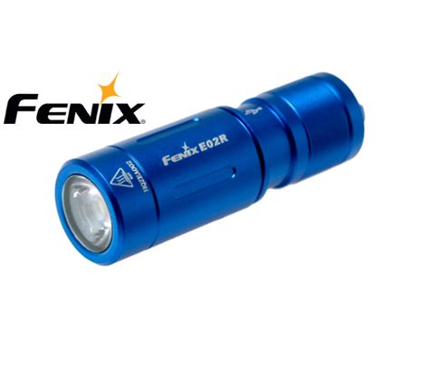 LED kľúčenka Fenix E02R, Micro-USB nabíjateľná - Modrá