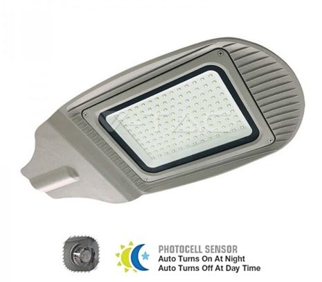 LED pouličné svietidlo so súmrakovým senzorom 50W IP65 4000lm šedé