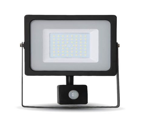LED reflektor SMD 50W 4250lm SLIM čierny so senzorom