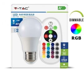 LED žiarovka V-TAC E27 6W, 470lm, RGB + IR diaľkové ovládanie