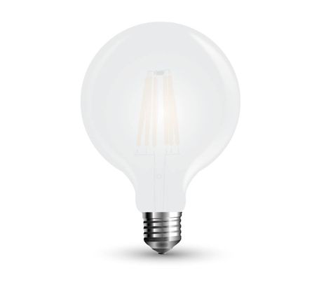 LED žiarovka E27 7W 800lm G125 Filament mliečne sklo, Studená farba svetla CW