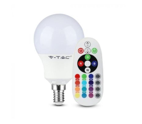 LED žiarovka V-TAC E14 3,5W, 320lm, P45, RGB + IR diaľkové ovládanie