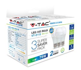 LED žiarovka V-TAC E27 11W 1055lm A60 - 3PACK