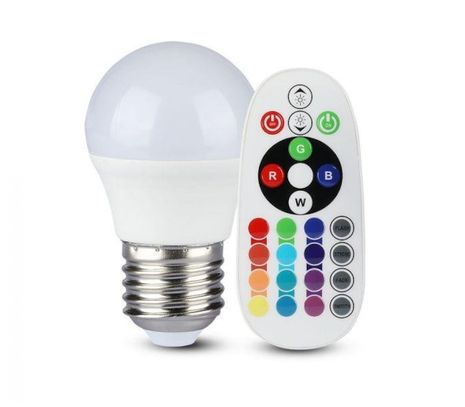 LED žiarovka V-TAC E27 3,5W, 320lm, G45, RGB + IR diaľkové ovládanie