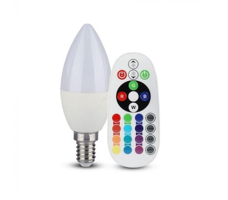LED žiarovka V-TAC E14 3,5W, 320lm, Sviečka, RGB + IR diaľkové ovládanie