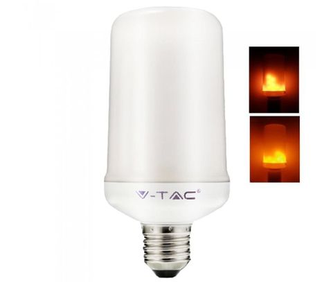 LED žiarovka V-TAC, E27, 4W, 280lm, Imitácia ohňa-Fakľa, mliečne sklo