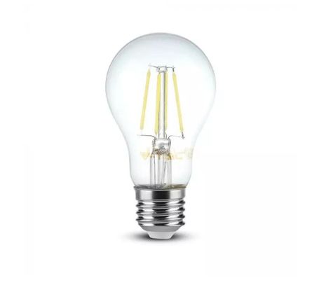 LED žiarovka V-TAC, E27, 6W, 725lm, Filament, A60, číra-posledný kus