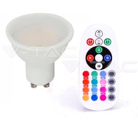 LED žiarovka V-TAC GU10 3,5W, 290lm, RGB+odtieň bieleho svetla (podľa výberu), stmievateľná, IR diaľkové ovládanie