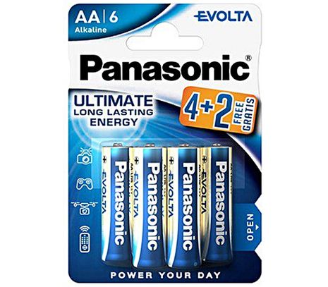 Tužková AA alkalická batéria Panasonic EVOLTA, balenie 4+2ks zadarmo