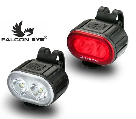 Predné+zadné bicyklové svetlo Falcon Eye TWINS 2.0, USB-C nabíjateľné