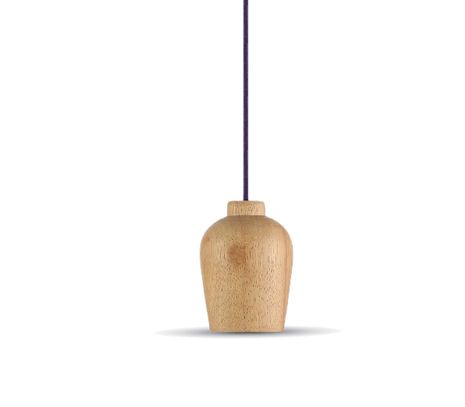 Stropné svietidlo drevené s fialovým káblom