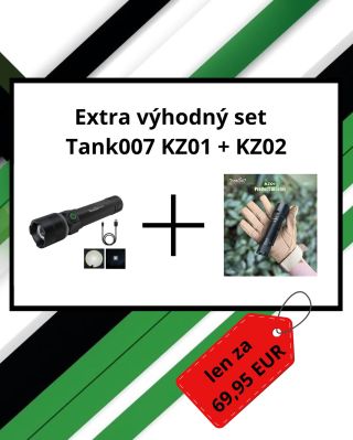 🔦 Dve LED baterky - jedna cena! Spojili sme dve výkonné ručné LED svietidlá Tank007 KZ01 a KZ02 do jedného extra výhodného...